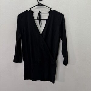 Vintage Y2K Gap Black Babydoll Wrap Top Cinched Waist SZ M NWT Tie Back 2005